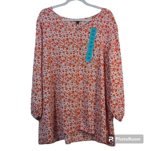 Mario Serrani Tunic Top Pink Floral Casual Size 2X - Picture 1 of 11