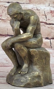 Minatare Famoso Pensador Rodin Escultura Bronce Estatuilla Estatua Figura - Imagen 1 de 10