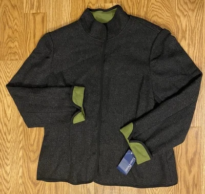 Chaqueta Evan Picone para mujer talla 16 gris rayón lana cierre a presión ajustada Foto 1 de 4