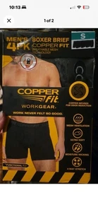 COPPER FIT Men's 4 Pack Boxer Briefsl Copper Infused SMALL Odor Reduction  - Picture 1 of 3