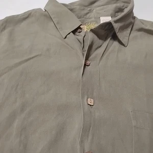 caribbean silk blend hawaiian shirt XL Green Button Up Short Sleeve NOTE! - Picture 1 of 8