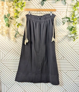 Falda Free People BEACH para mujer Terry Beach con cordón negra cintura elástica LRG - Imagen 1 de 6