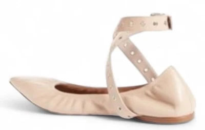 Valentino Garavani Love Latch Leather Flats Nude Pointed Toe Ankle Strap 38.5 8 - Image 1 of 4