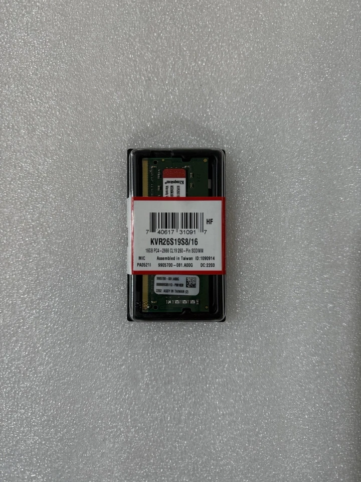 Kingston 16GB DDR4 2666 PC4 SODIMM 260-Pin 1Rx8 Laptop Memory RAM 1x 16G - Image 1 of 1