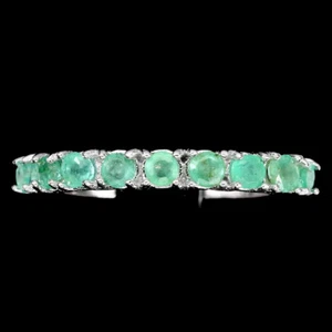 925 Sterling Silver Ring Round Emerald Natural Gemstone Jewelry Size 8 - Picture 1 of 9
