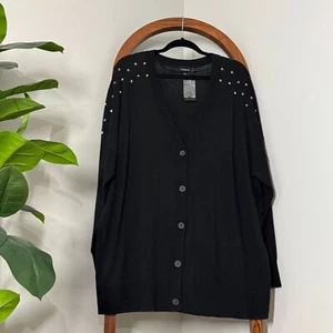 Torrid 2X Maglione Cardigan Nero Ragazzo Borchie Spalla Goccia NUOVO - Foto 1 di 9