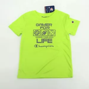 T-shirt Champion Youth Gamer For Life verde fluo 5/6 nuova con etichetta - Foto 1 di 3