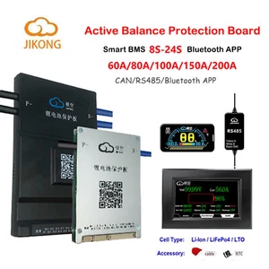 JK BMS 4S-24S 12V-72V 60A-200A Li-ion LiFePo4 Smart BMS Active Balancer BT/RS485 - Picture 1 of 79