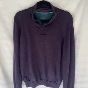 Robert Graham 1/4 Zip Sweater 100% Wool Men’s Large Purple Pullover Classic Fit - Picture 1 of 18