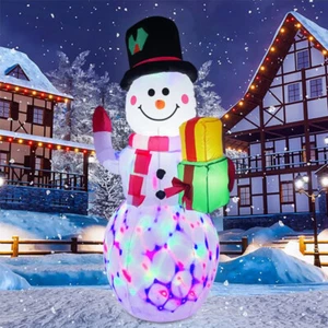 5FT Christmas Inflatable Snowman LED Rotating Light Outdoor Yard Xmas Decoration - Picture 1 of 15