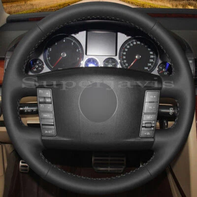 Volante de cuero PU negro personalizado puntada en la cubierta para VW Touareg 2003-2010 Foto 1 de 4