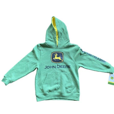 John Deere Tractors Youth Boys Unisex Size Small 8 Green Hoodie Sweatshirt NWT - Image 1 of 4