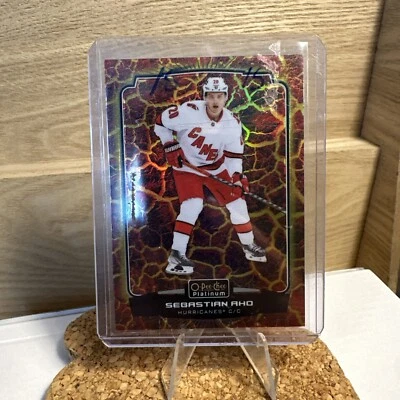 2022-2023 O-Pee-Chee platinum Sebastian Aho Hot Magma /499 #14 Hurricanes  - Image 1 of 2