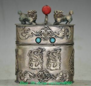 4.3 "antique cuivre incrusté baolongfeng Kirin boîte à cure - dents