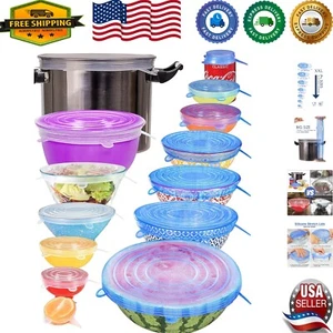 Eco-Friendly Reusable Silicone Food Covers - 14 Durable Lids for Every Container - Picture 1 of 9