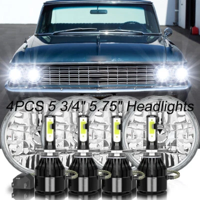 4pcs 5.75" 5-3/4inch Round LED Headlights Upgrade for Ford Galaxie 500 1962-1974 — 第 1/4 张图片