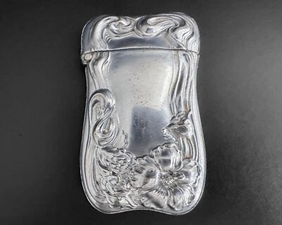 Vesta 2.5" Floral Repousse Alemán Plata Níquel Match Caja Fuerte Art Nouveau Foto 1 de 4