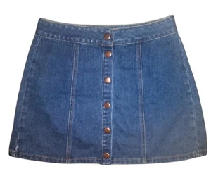 Women's Melville Dark Wash Size 26 Snap Button Denim Mini Jean Blue Skirt - Picture 1 of 9