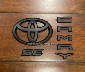 Matte Black Emblem Overlays, fits Toyota Camry SE, 2018-2022, 1 Set - Foto 1 di 2