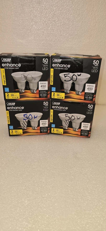 NEW Feit Electric 50-Watt Equiv PAR20 (8) Dimmable LED Flood Light Bulbs - Image 1 of 2