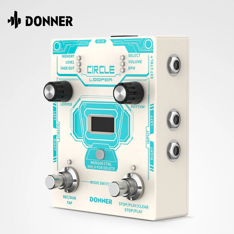 Donner Circle Looper Effects Pedal 40 Slot 160 min Loop Drum Machine Tap Tempo - image 1 of 4