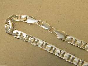 Herren Damen Mariner Gliederkette versilbert 24 Zoll lang 8 mm breit konkav - Bild 1 von 4