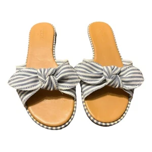 J. Crew Striped Bow Slide Sandals Nautical Flats Size 10 - Bild 1 von 9