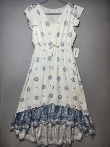 New Anthropologie Kindred Size L High Low White Ruffle Elastic waist - Picture 1 of 24