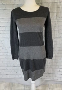 Banana Republic Sweater Dress Long Sleeves Grey Metallic Striped Women's Size S - Picture 1 of 18