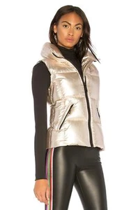 Nwt $250 Sam. New York Shiny Gold Freedom Down Puffer Zip Jacket Coat Vest L XL - Picture 1 of 8