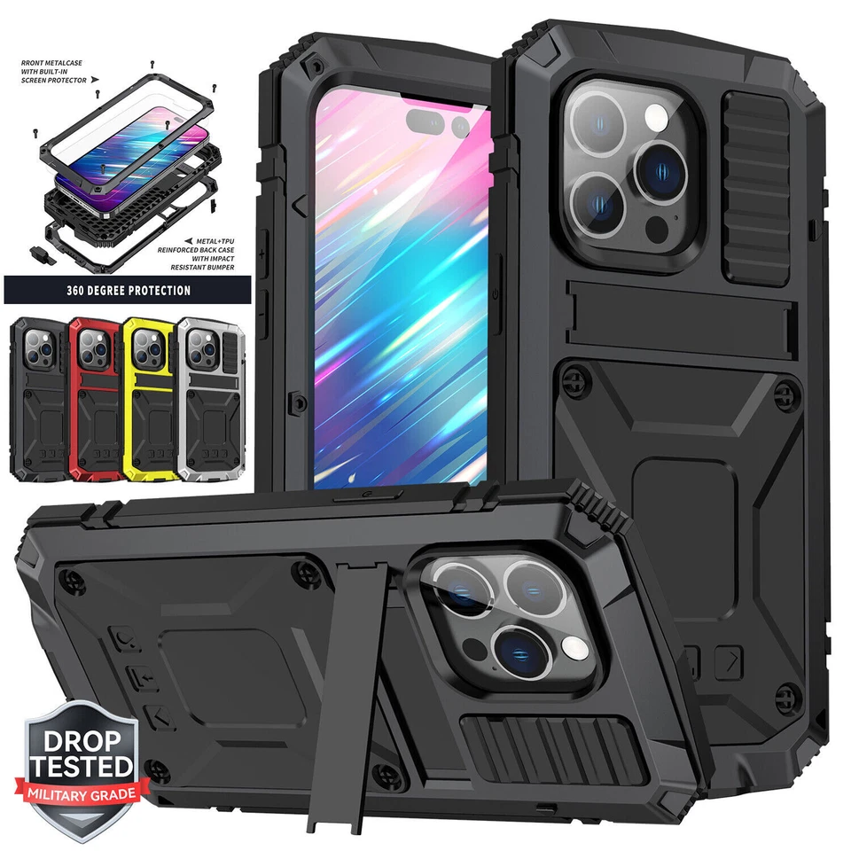 Funda de aluminio Gorilla Glass a prueba de golpes para iPhone 17 16 15 Pro Max 14 13 12 11 Foto 1 de 4