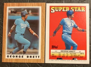 1987 Topps Mini George Brett #57 + 1988 Topps Superstar Sticker Back Card - Picture 1 of 3
