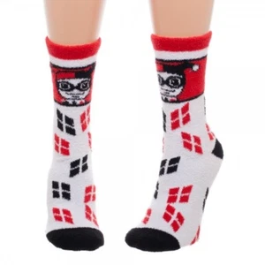Harley Quinn Fuzzy Cozy Soft Women's Socks DC Comics Gift Warm Cute Birds Prey - Picture 1 of 2