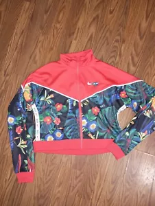Giacca bomber Nike rosso stampa floreale cropped full zip taglia small - Foto 1 di 7