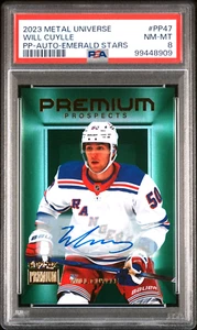 WILL CUYLLE 2023-24 SkyBox Metal Premium Prospects Emerald Rookie Auto /25 PSA 8 - Picture 1 of 2