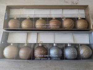 Pier 1 Imports 12 Glass Christmas Ornament Set Of 2 Place Card Holder & 12 Cards - Picture 1 of 2