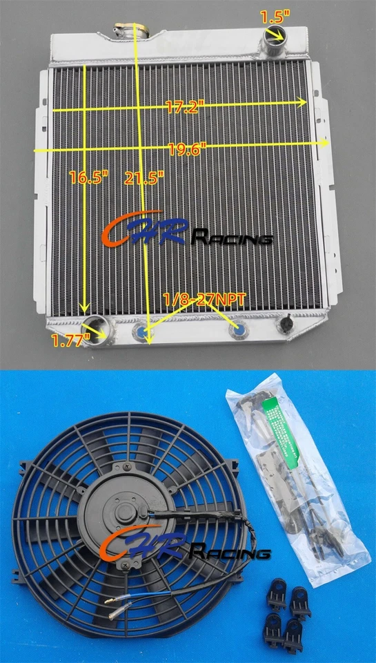 3ROW Aluminum Radiator+14"FAN For 1965-1966 Ford Mustang/1964-1965 Mercury Comet — 第 1/4 张图片
