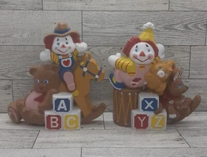 Vintage BURWOOD CLOWNS 1991 Nursery/Kids Room Wall Hangings 6"×6" - Picture 1 of 3