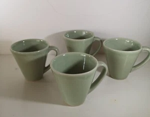 Celadon Set Of 4 Tapered Tea Cups , Handmade In Thailand - Picture 1 of 5