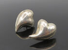 MEXICO 925 Sterling Silver - Vintage Shiny Love Heart Drop Earrings - EG4856