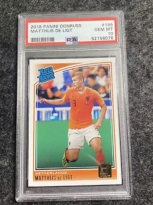 2018 panini donruss Matthijs De Ligt RC Rated Rookie Psa 10 Gem Mint - Image 1 of 2