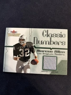 ERROR CARD. 2002 Fleer Throwbacks Marcus Allen GW Jersey. MISSING SN /100. READ - Image 1 of 4