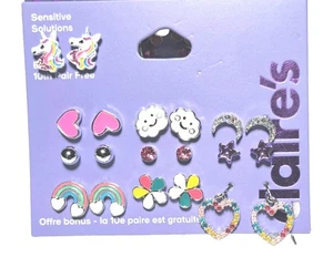 Claire's Sensitive Solutions 10 Pares Nube Corazón Arco Iris Unicornio y Más NUEVO - Imagen 1 de 3