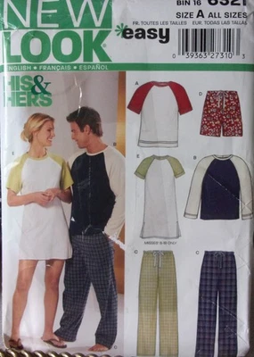 Camisa, pantalones, pantalones cortos y vestido de punto New Look patrón de costura 6321 talla XS-XL Foto 1 de 2