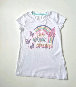 Falls Creek Girls White Go Live Your Dreams Short Sleeve Top - Size 6/6x - Picture 1 of 14