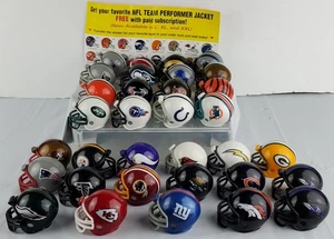 NFL Mini Football Helmets Gumball Miniature Complete Set Lot of 33 - SI Stickers - Picture 1 of 13