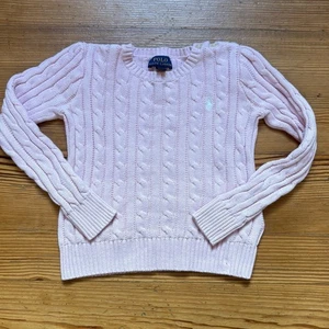 Polo Ralph Lauren light pink cable knit crew girls sweater SIZE 6 - Picture 1 of 4