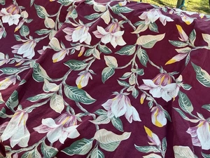 (2) Vintage MCM Pleated Lined Panels Magnolia Bloom Lined Cotton 21x40x96” A20 - Picture 1 of 11