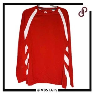 Black Tip Men's Crew Neck Colorblock Long Sleeve Sport Gill Tech Tee Red Large - Picture 1 of 7