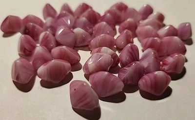 44 Vintage Glass Rhinestones Pink Agate Beads 15mm x 10mm Germany   Foto 1 de 4